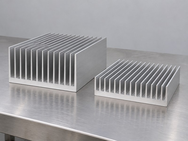 Aluminum profile heat sink structural components with separate fin-height options