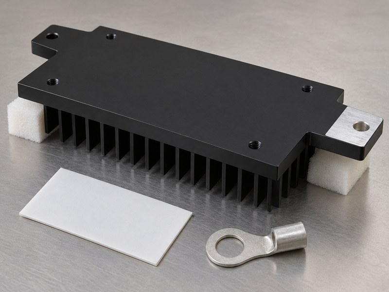 anodize heat sink for insulation: inverted heat sink with distinct coated mounting area and bare bonding land