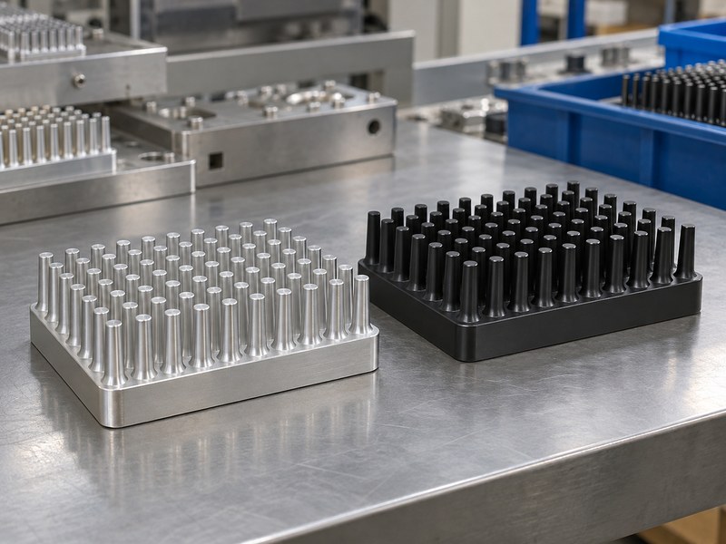 anodized cold forged aluminum heat sink: bare and anodized integral forged pin heat sinks with continuous bases