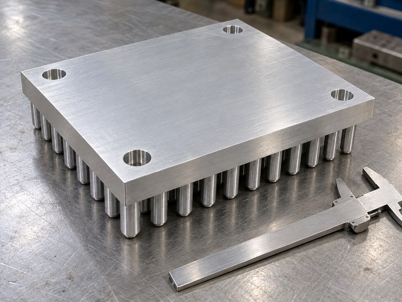 anodized cold forged aluminum heat sink: inverted forged pin heat sink with machined base and mounting holes