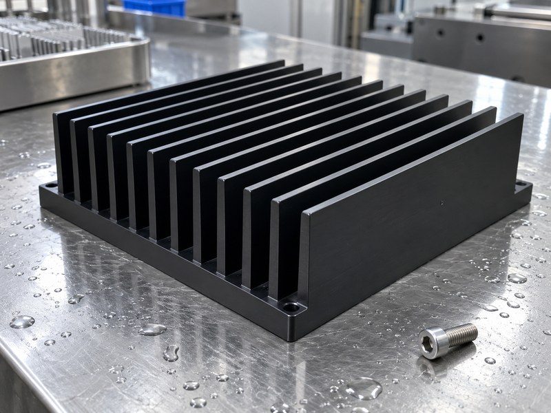 anodized heat sink: anodized fin heat sink with open drainage gaps and a separate mounting screw
