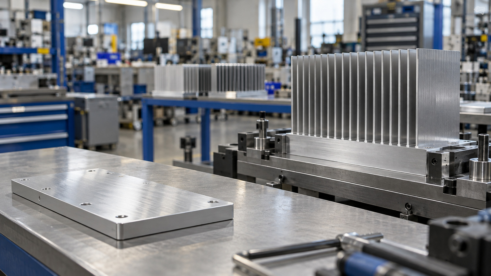 Bonded fin assembly fixture in a thermal manufacturing workshop