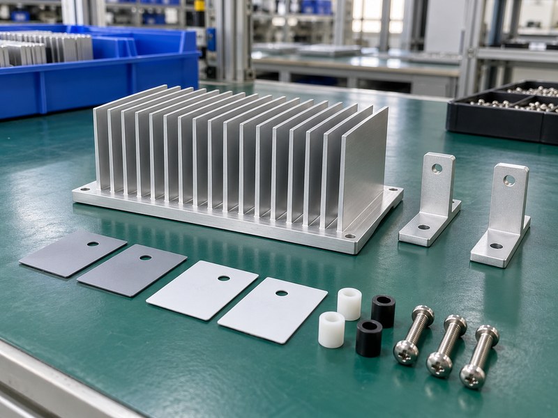 Can voltage regulators share a heat sink with mounting components laid out for inspection