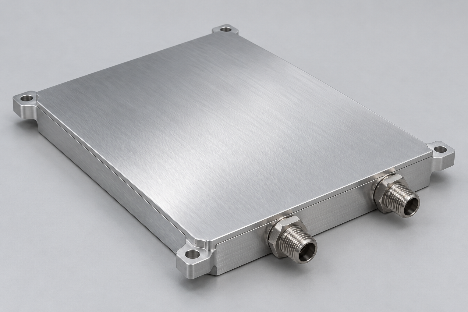 Sealed aluminum liquid cold plate with separate inlet and outlet ports