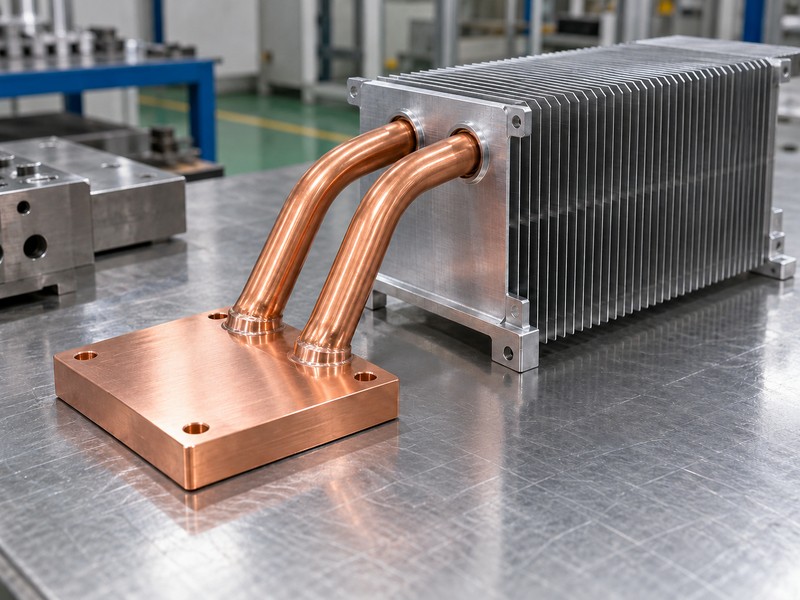 Copper contact base for a copper tube heat sink