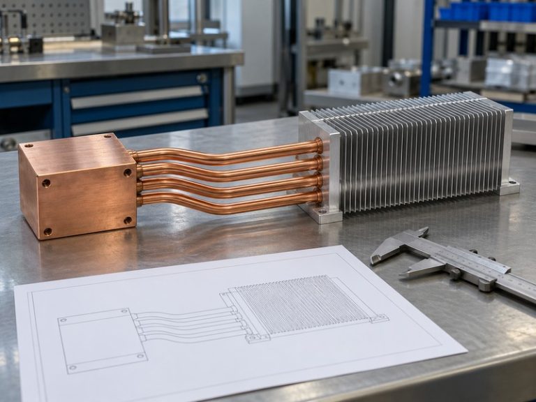 custom heat pipes assembly on an RFQ engineering bench