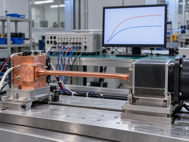 custom heat pipes thermal bench with a qualitative chart