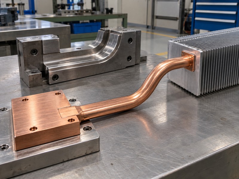 custom heat pipes with formed bends and flat contact zones