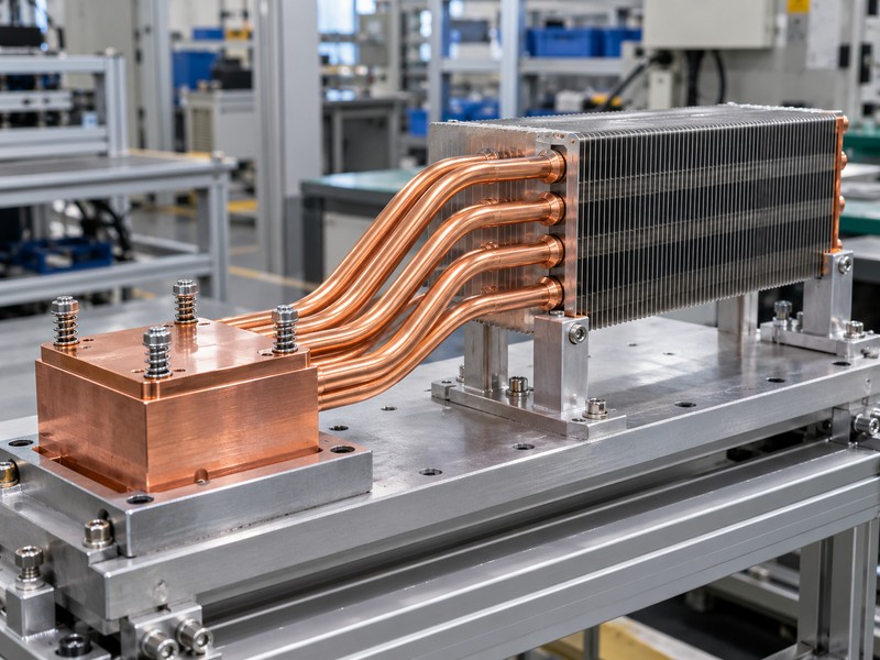 custom heat pipes with fins and spring mounting hardware