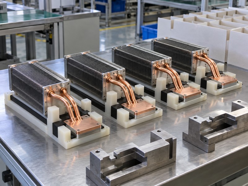 custom heat pipes production lot in protective fixtures