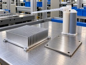 epoxy to attach heat sink to stainless steel with separate parts and a two-part adhesive cartridge