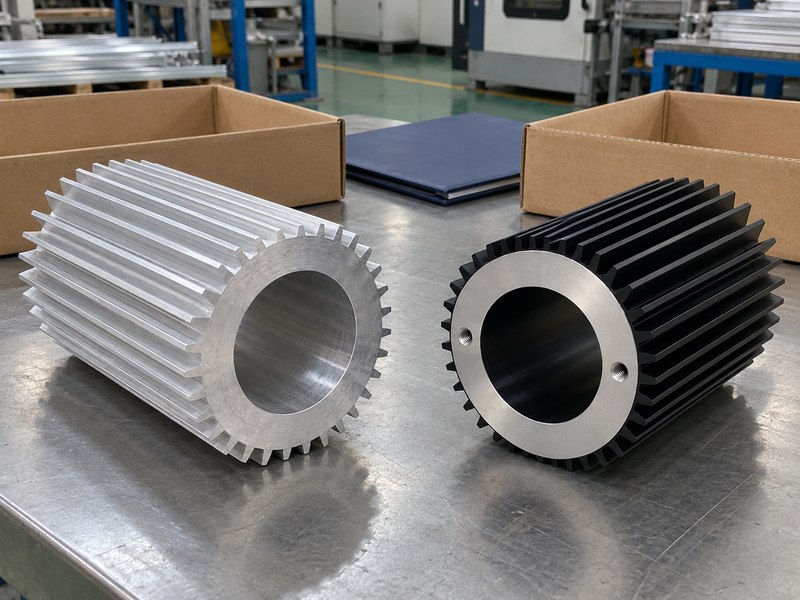 Extruded tubular heat sink raw cut sections and finished parts for cost-scope review