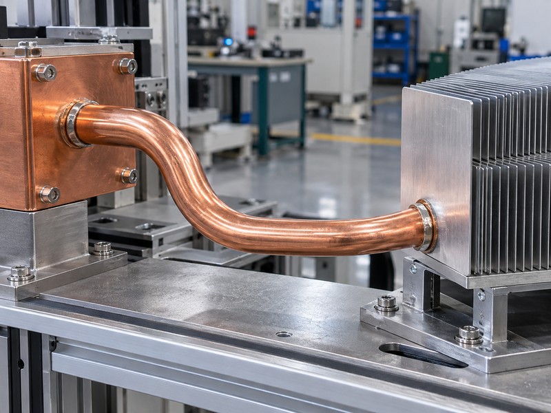 flexible heat pipe curved section between thermal contacts