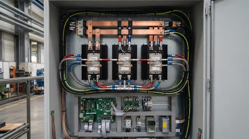 Industrial drives and inverters power cabinet interior