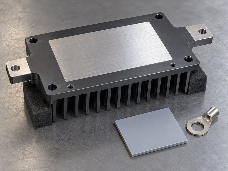 hard anodized aluminum heat sink: inverted heat sink showing separate bare thermal contact and bonding lands