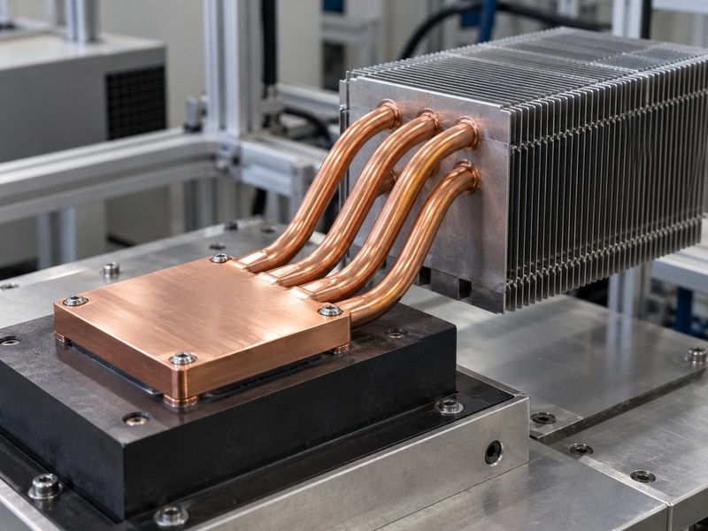 Sealed heat pipe heat sink evaporator attached to a contact block