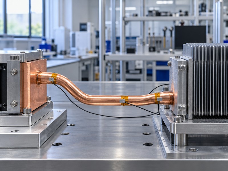 heat pipe thermal conductivity measurement with source and condenser blocks