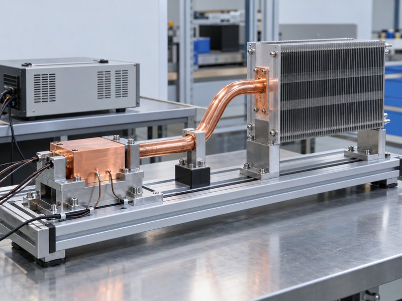 heat pipe thermal conductivity load test with complete condenser contact