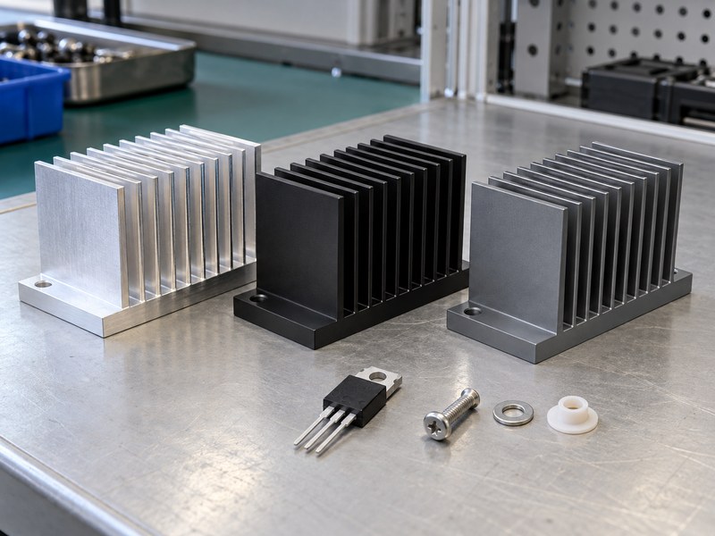 Heat sink for voltage regulator cooling samples with bare and black finished surfaces