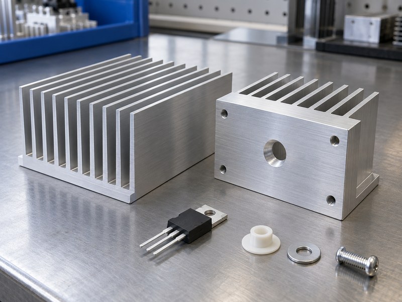 Heat sink for voltage regulator cooling machined and extrusion profile samples