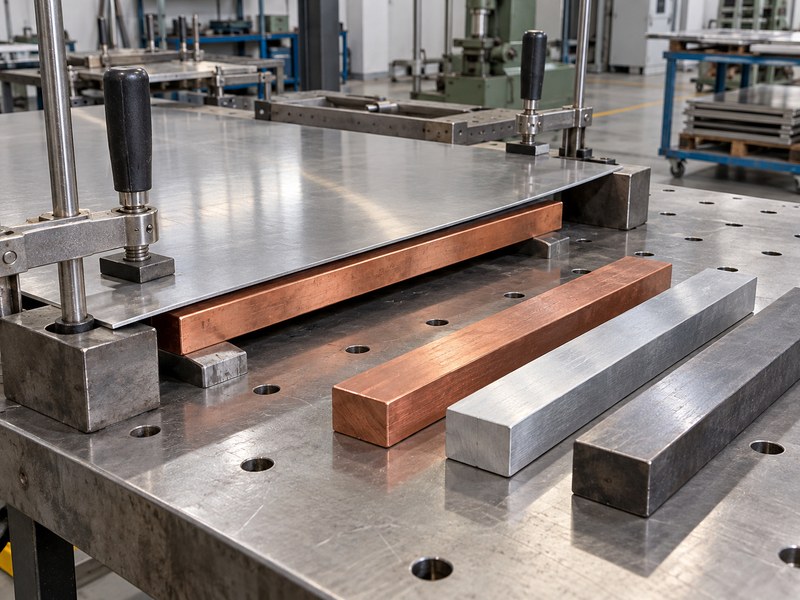 heat sink for welding stainless steel material options with separate copper aluminum and steel bars