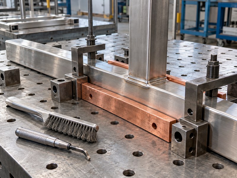 heat sink for welding stainless steel work area with clean dedicated tools