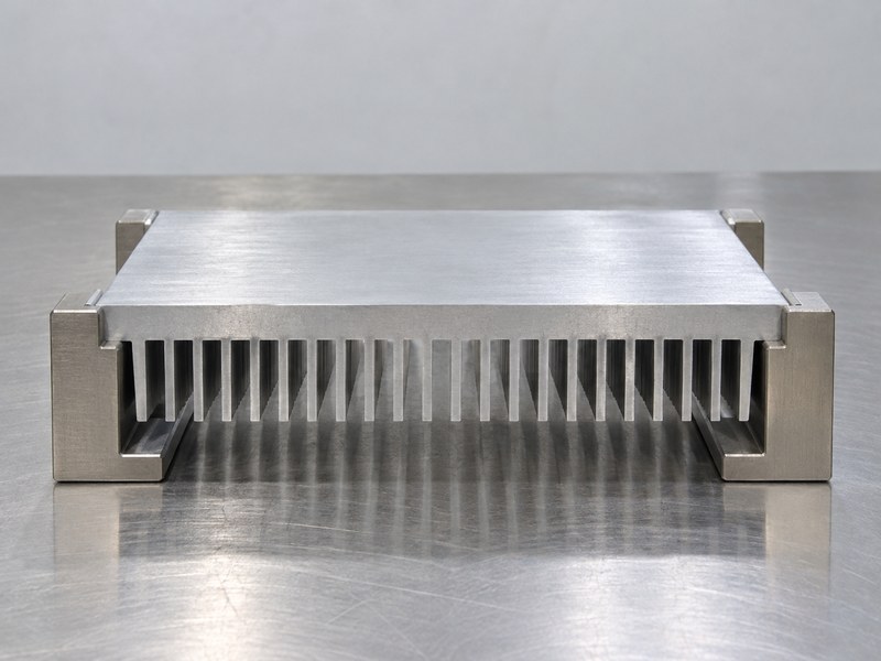 Heat sink structure with the solid flat base underside supported upward
