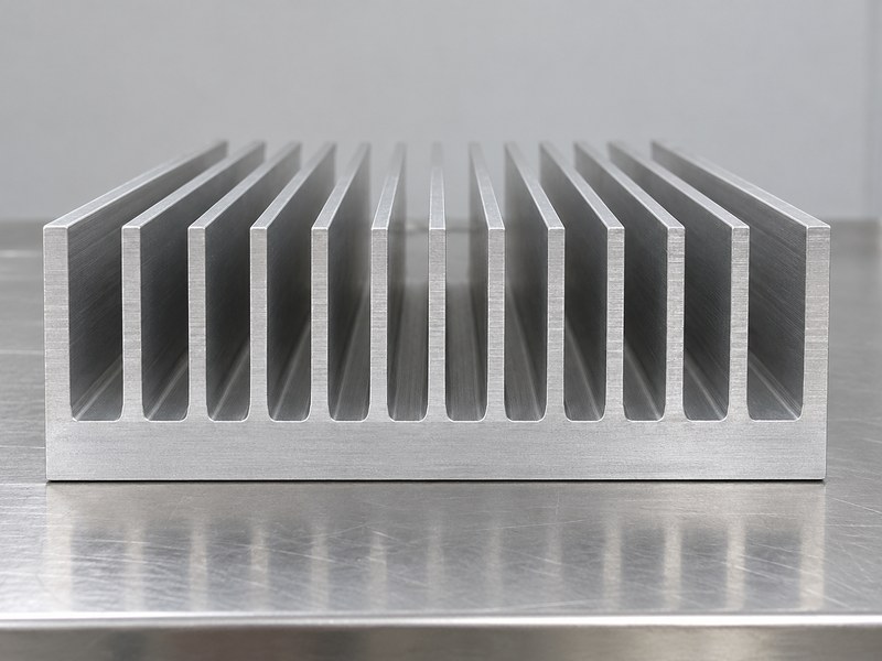 Heat sink structure extrusion end view with continuous metal at every fin root