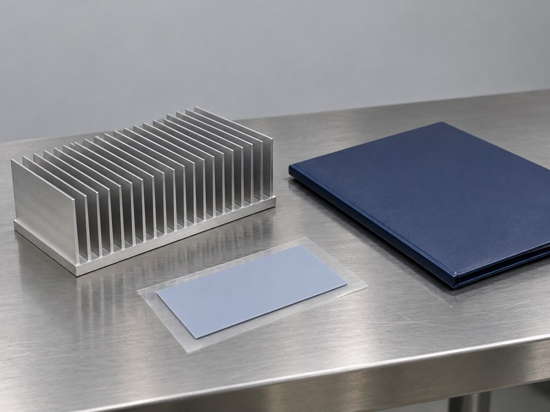 Heat sink structure sample and interface pad prepared for specification review