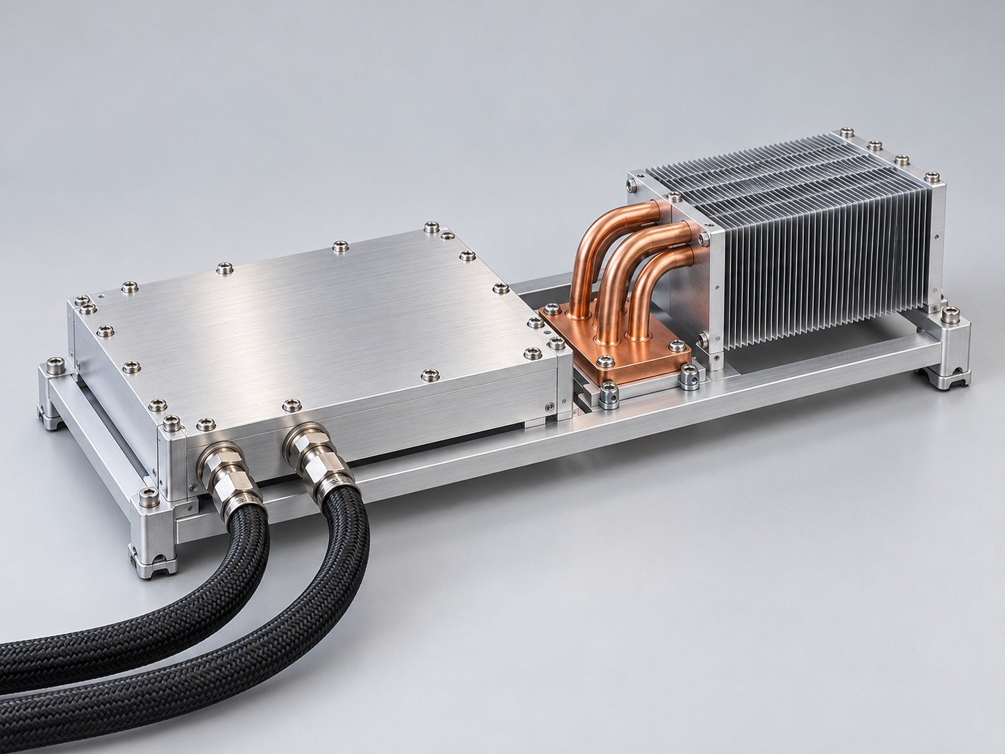 Assembled hybrid liquid-cooled heat sink with cold plate and auxiliary fin stack