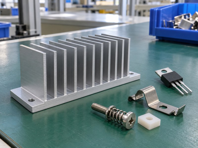 How to attach heat sink to voltage regulator using separate approved screws and clips