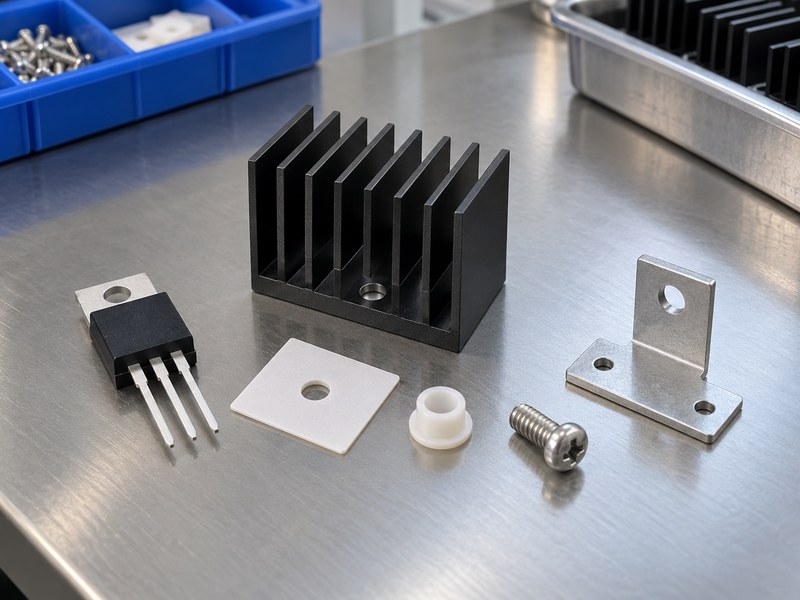 How to attach heat sink to voltage regulator with a complete separate mounting kit