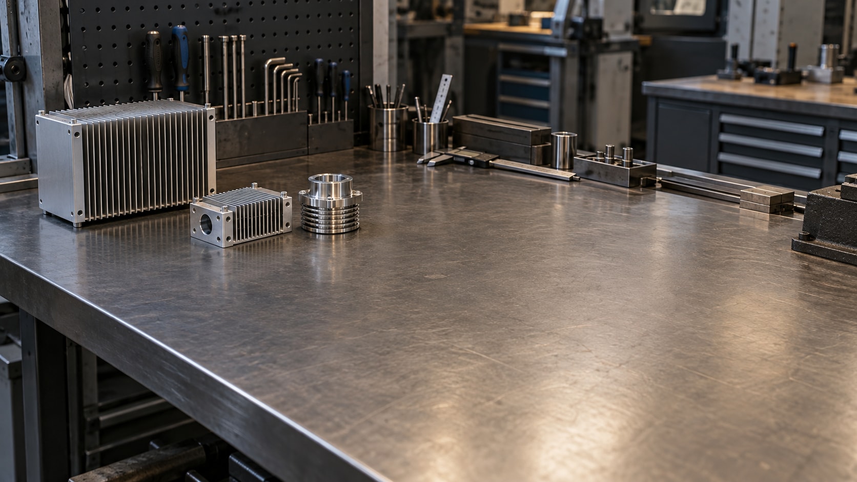 Thermal engineering workbench with finned aluminum enclosures and machined components
