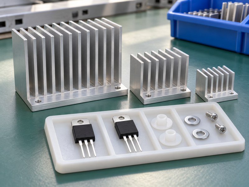 Linear voltage regulator heat sink with different unpowered package samples