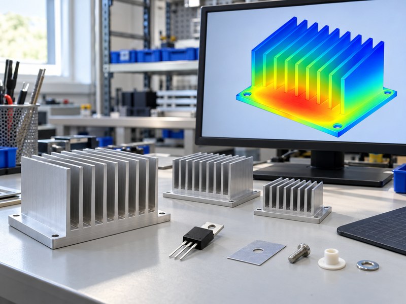 Linear voltage regulator heat sink with a qualitative base-to-fin temperature map