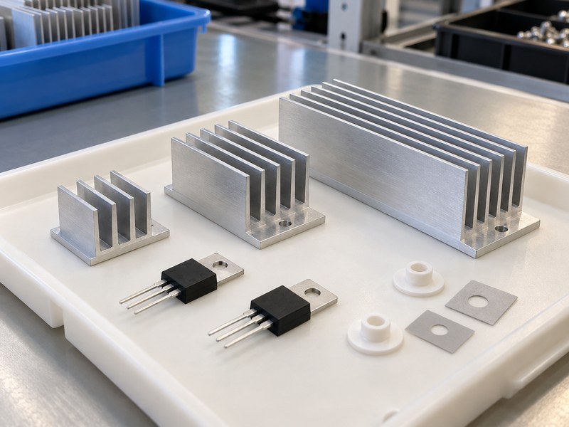 Linear voltage regulator heat sink with compact and larger passive cooling samples