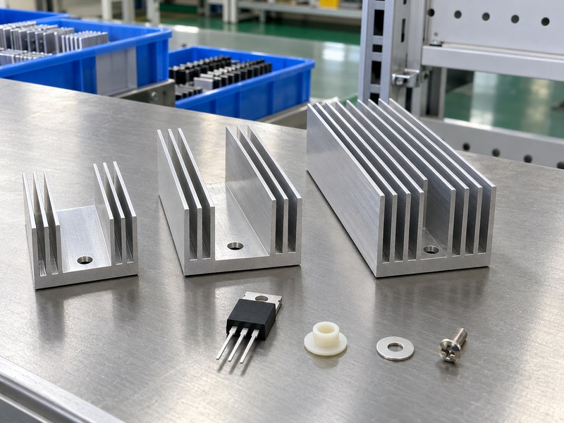 Linear voltage regulator heat sink extrusion samples with separate mounting faces