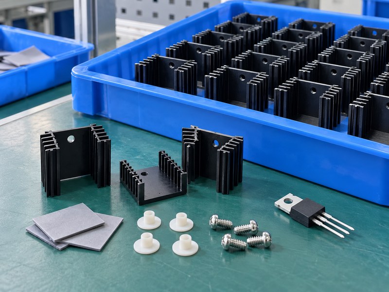 Linear voltage regulator heat sink production samples with separate inspection tools
