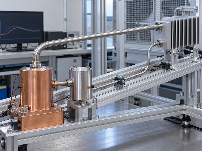 loop heat pipe assembly on an orientation fixture