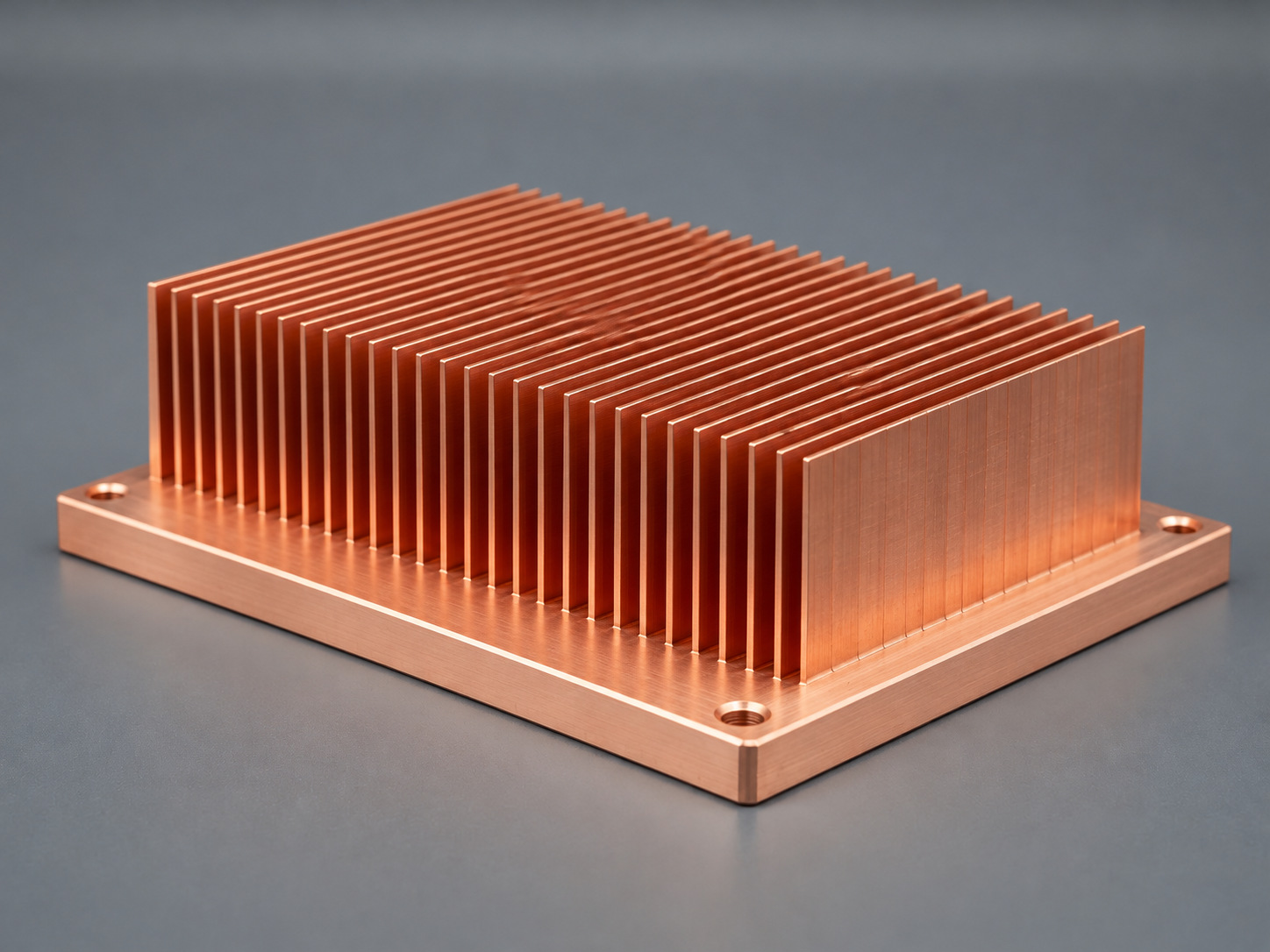 C1100 pure copper skived fin heat sink with uniform parallel integral cooling fins on thick machined base