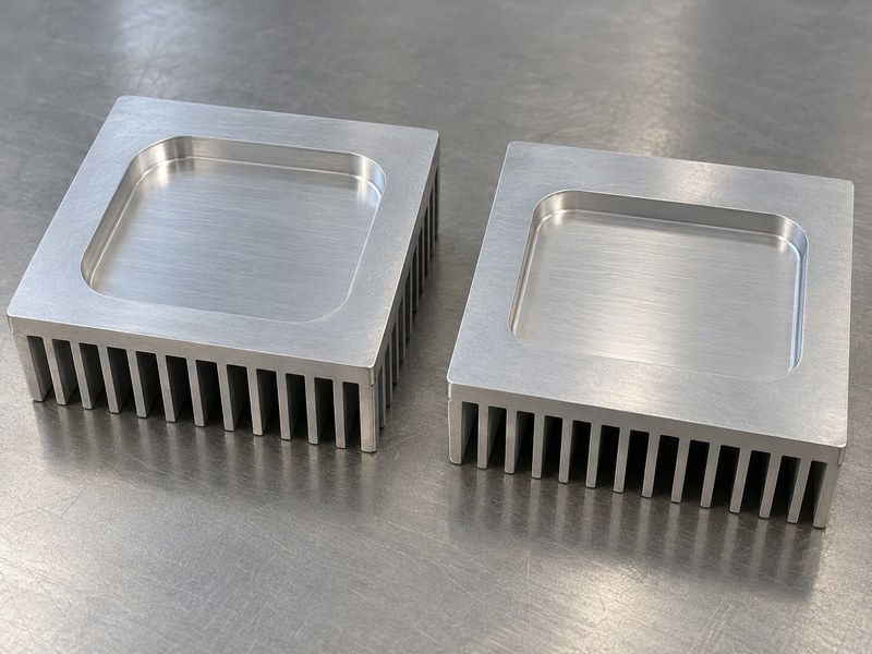 machined anodized aluminum heat sink: machined heat sink bases with shallow pockets and rounded internal corners