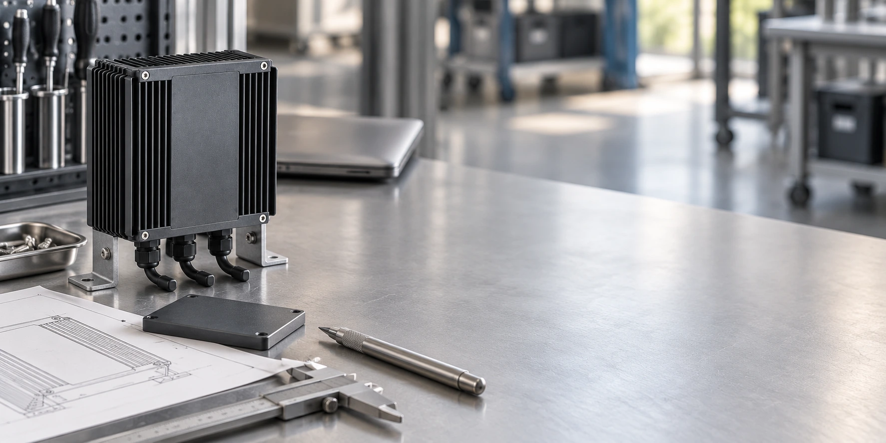 Engineering workstation with a compact thermal enclosure and machined end plate