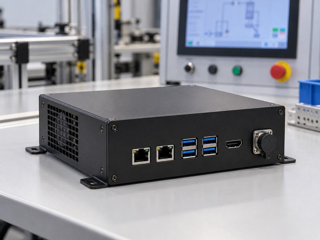 Compact industrial edge computer with protected ventilation