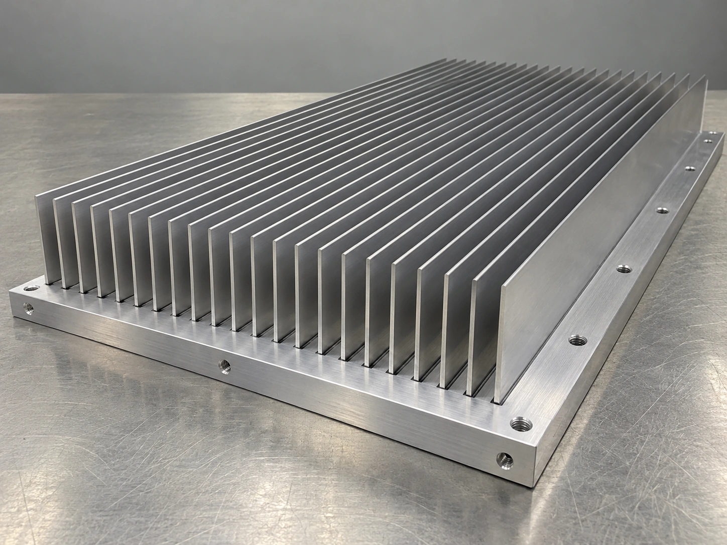 Custom bonded fin aluminum heat sink assembly showing precision machined aluminum baseplate with straight individual sheet fins in grooved joints