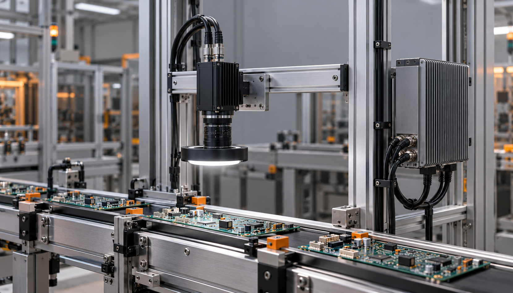 Industrial machine vision automated inspection conveyor line