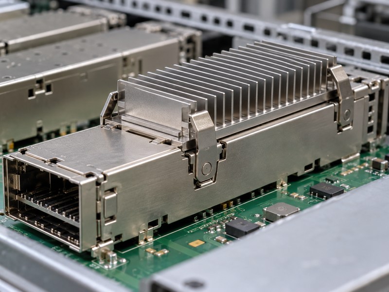osfp riding heat sink retention springs bearing through the cage-mounted sink base