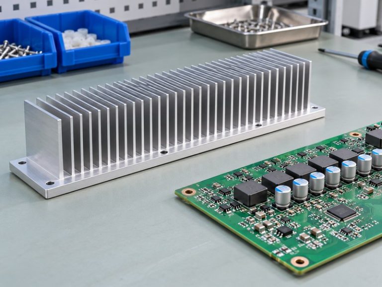 PC voltage regulator heat sink beside an unpowered board sample