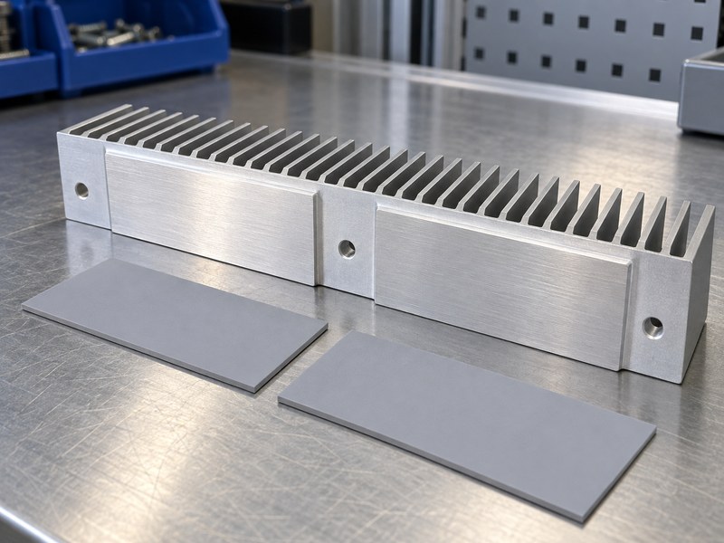 PC voltage regulator heat sink underside with separate interface pads