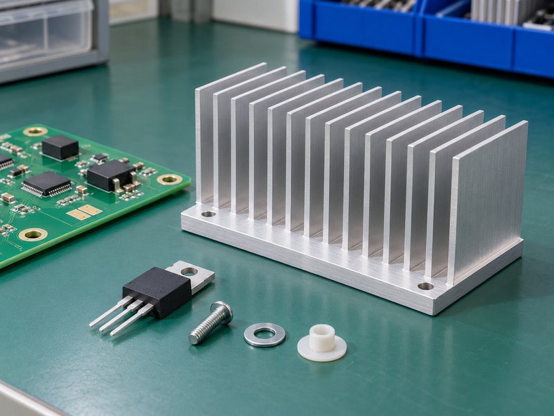 PC voltage regulator heat sink with separate board and package examples