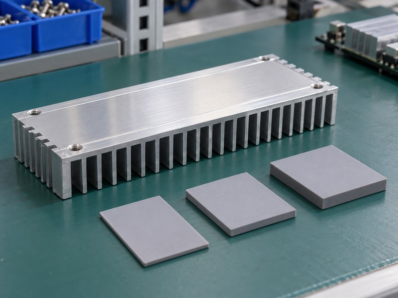 PC voltage regulator heat sink with separate pad thickness samples